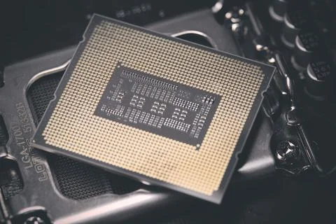 Detail of computer chip - main processor of PC architecture system Stock Photos