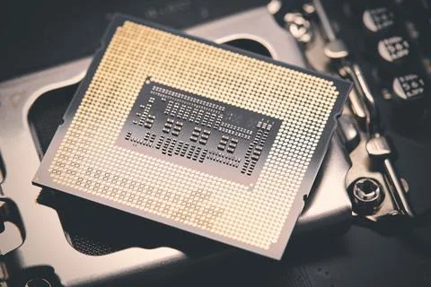Detail of computer chip - main processor of PC architecture system Stock Photos