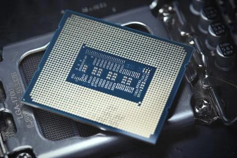 Detail of computer chip - main processor of PC architecture system Stock Photos
