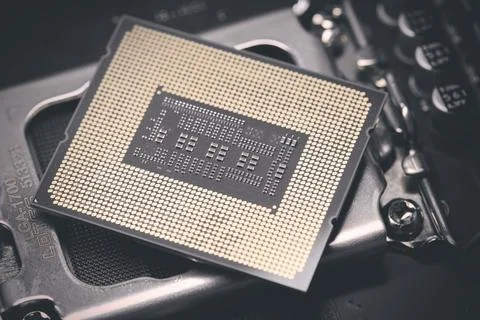 Detail of computer chip - main processor of PC architecture system Stock Photos