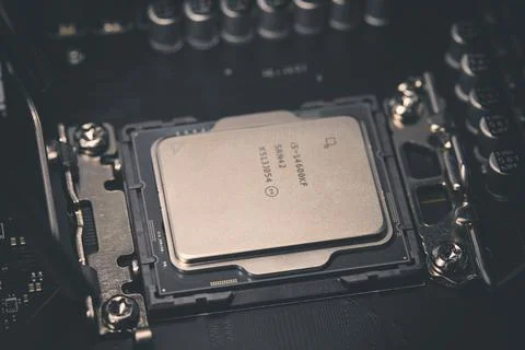 Detail of computer chip - main processor of PC architecture system 스톡 사진