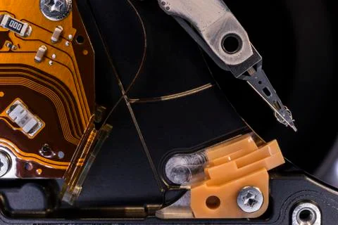 Detail of a computer hard disk Stock Photos
