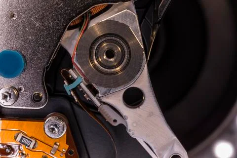 Detail of a computer hard disk Stock Photos
