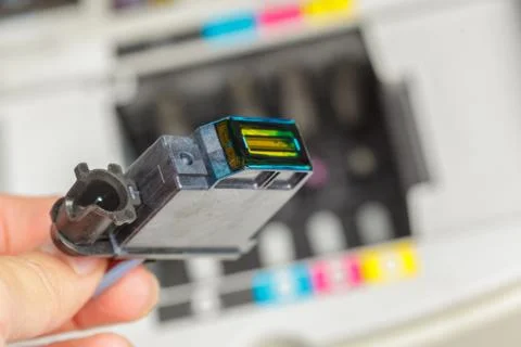 Detail of computer printer ink cartridges Stock Photos