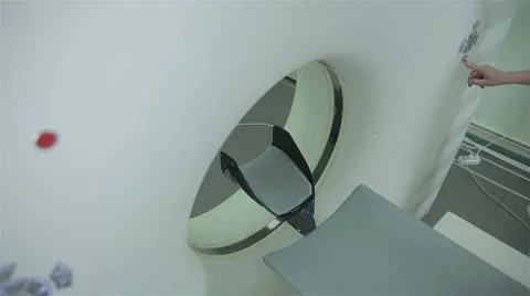 Detail of Computerized Tomography CT MRI Scanner machine. No people Video stock 67112396