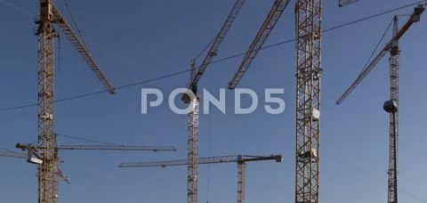 Detail of construction cranes Stock Photos