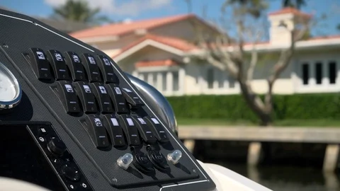 Detail of control panel on a boat. Stock Footage 89747158