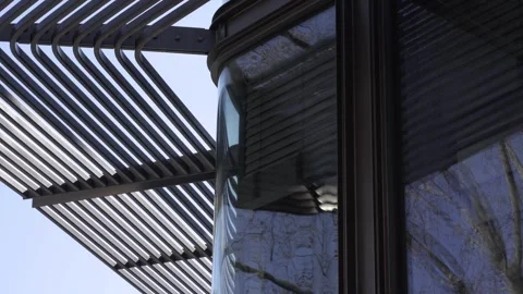Detail of the corner of an office building. Perspective from below. Stock Footage 270435429