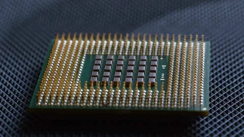Detail of CPU Chip Processor Stock Footage 106331346