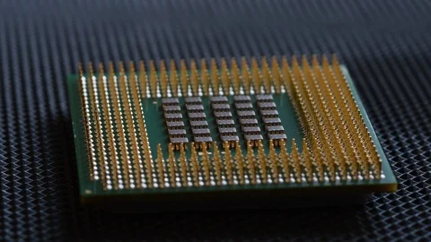 Detail of CPU Chip Processor Stock Footage 106331398
