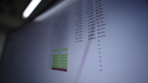 Detail cropped shot of computer screen displaying p2p client application Stock Footage 318015196