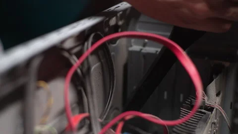 Detail cropped shot of unrecognizable computer master cleaning system unit case Stock Footage 276423279