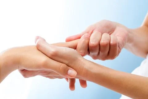 Detail of curative hand massage. Foto stock