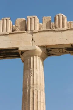 Detail of a Doric column Stock Photos