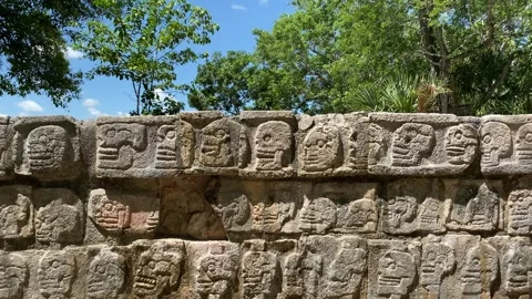 Detail of Eagles and Jaguars platform at Chichen Itza - Yucatan, Mexico Stock Footage 278553420