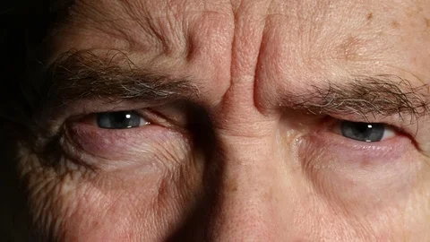 Detail Of Elderly Man's Eyes, Closeup Stock Footage