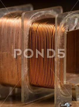 Detail of an electromagnetic coil, copper wire Stock Photos