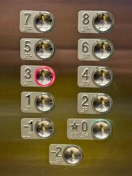 Detail of elevator buttons 스톡 사진