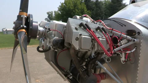 Detail of engine of light aircraft Stock Footage 33061675