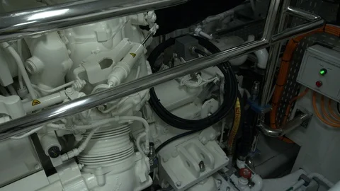 Detail of engine of a yacht. Stock Footage 123696141