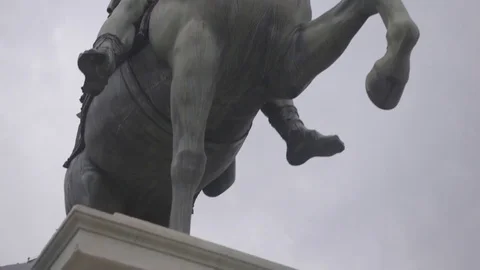 Detail of the equestrian statue of Naples Stock Footage 72382364