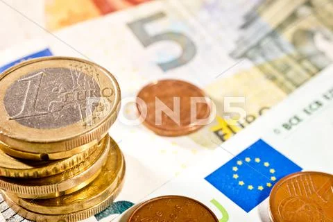 Detail of Euro currency on the desk Stock Photos