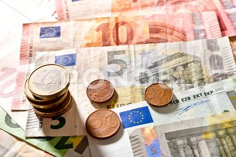 Detail of Euro currency on the desk Stock Photos