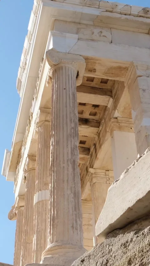 Detail of facade of Odeon of Herodes Atticus, Acropolis, Athens, Greece Stock Footage 302081811