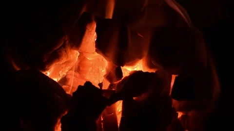 Detail of the flames of a hot fire Stock Footage 303080256