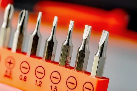 Detail of flathead precision screwdriver bits 写真素材