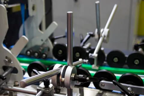 Detail of a folder gluer machine Stock Photos