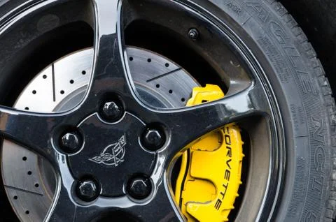 Detail of a front tire of a Corvette Stock Photos