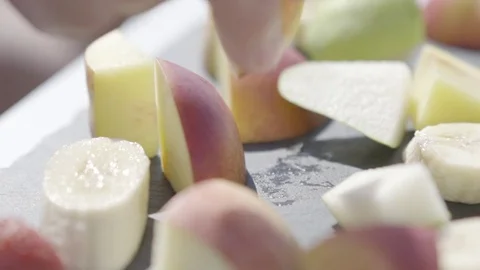 Detail fruit plate slow motion Stock Footage 80256833