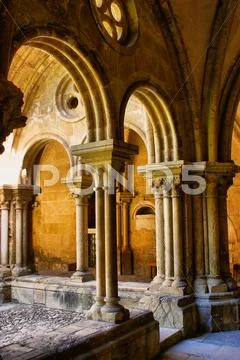 Detail of gothic column in se velha Stock Photos