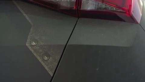Detail of the graphics placed on the car Stock Footage 207682614