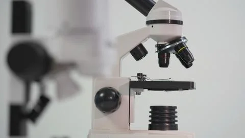 Detail of hand dosing the sample on microscope plate Stock Photos