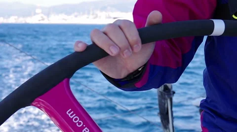 A detail of the hand of the helmsman Stock-Footage 58137948