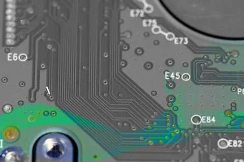 Detail of hard disk components. Stock Photos