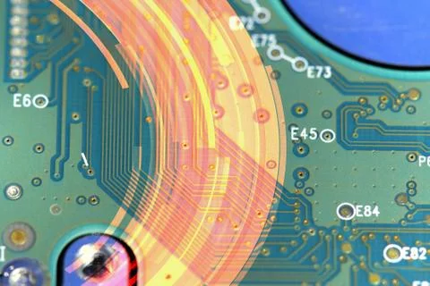 Detail of hard disk components. Stock Photos
