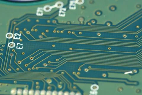 Detail of hard disk components. Stock Photos