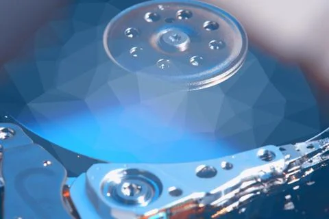 Detail of hard disk components. Stock Photos