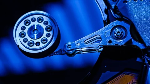 Detail of hard disk Interior 6 Stock Footage 126889633