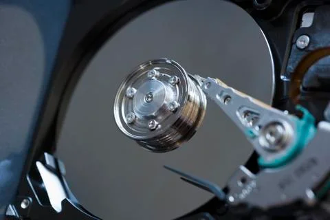 Detail of inside of computer hard drive Stock Photos
