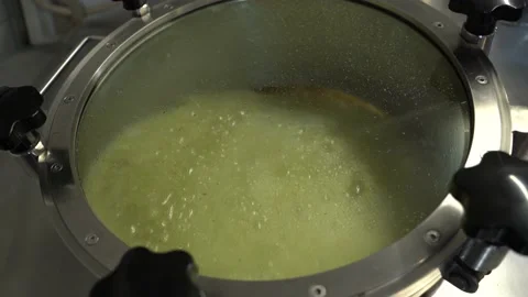 Detail of inside mash tun while making of beer Stock Footage 155646917