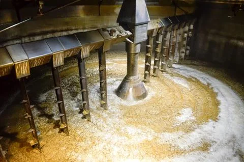Detail of inside mash tun while making whisky Stock Photos