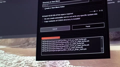 Detail of Installing software screen Stock Footage 153674308