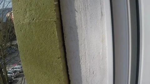 Detail of insulation around the window Stock Footage 146133218