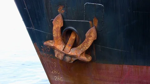 Detail of iron anchor. Stock Footage 116689103