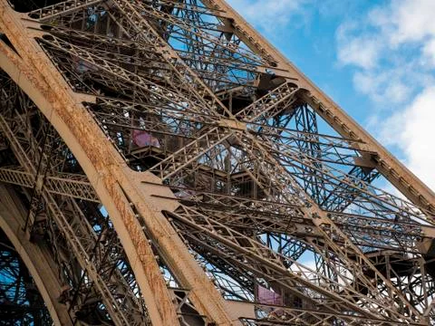 Detail of iron structure Eiffel Tower Paris France Europe Foto stock