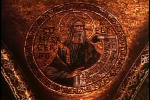 Detail of Jesus Christ mosiac in Saint Mark's Basilica, Venice, Italy Stock Footage